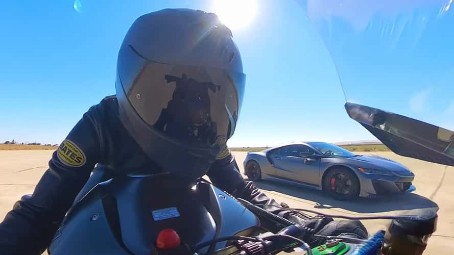 This NSX Type S Vs. Kawasaki Ninja Drag Race Ends Much Closer Than Expected